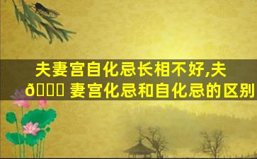 夫妻宫自化忌长相不好,夫 🐛 妻宫化忌和自化忌的区别